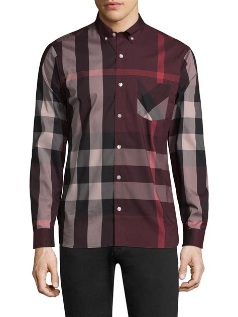 red burberry collar shirt|Burberry plaid shirt men's.